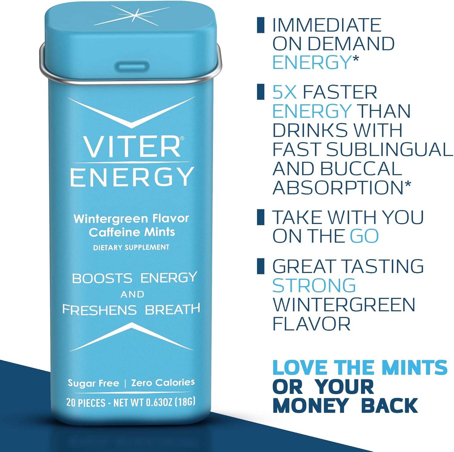 Wintergreen Flavor Caffeine Mints Bundle - 6 Pack + 1/2 Pound Bulk Bag - 40mg Caffeine, B Vitamins, Sugar Free, Vegan - Energy Booster for Focus and Alertness