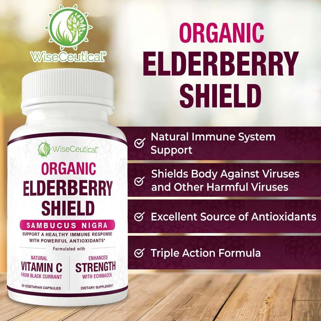 Wiseceutical Max Absorption Vitamin K2 + D3 with Organic Elderberry, Black Currant, and Echinacea for Bone Strength, Calcium Absorption & Immune Support