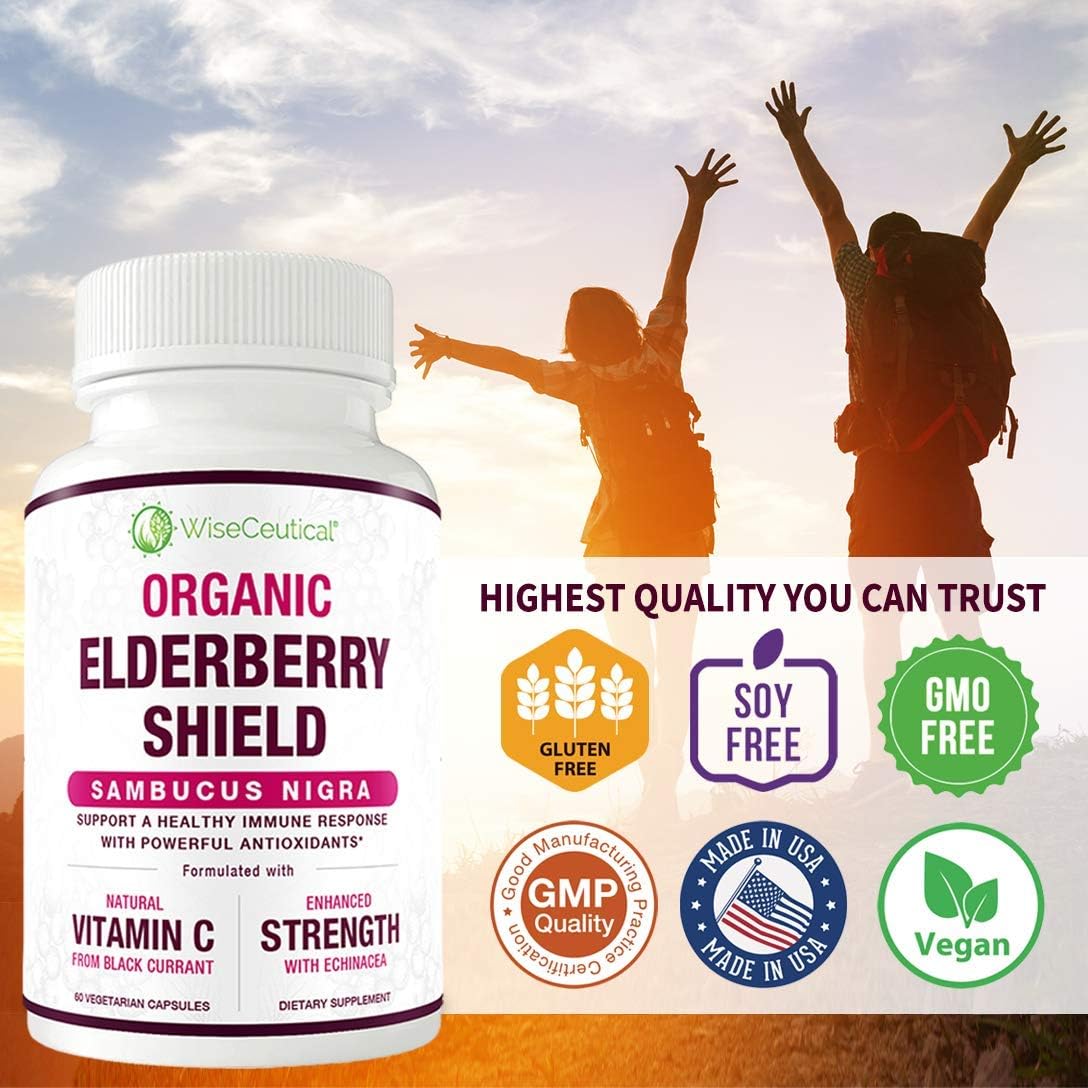 Wiseceutical Max Absorption Vitamin K2 + D3 with Organic Elderberry, Black Currant, and Echinacea for Bone Strength, Calcium Absorption & Immune Support