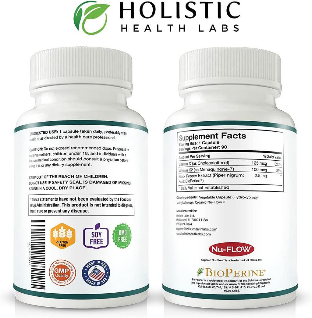 Wiseceutical Max Absorption Vitamin K2 + D3 with Organic Elderberry, Black Currant, and Echinacea for Bone Strength, Calcium Absorption & Immune Support