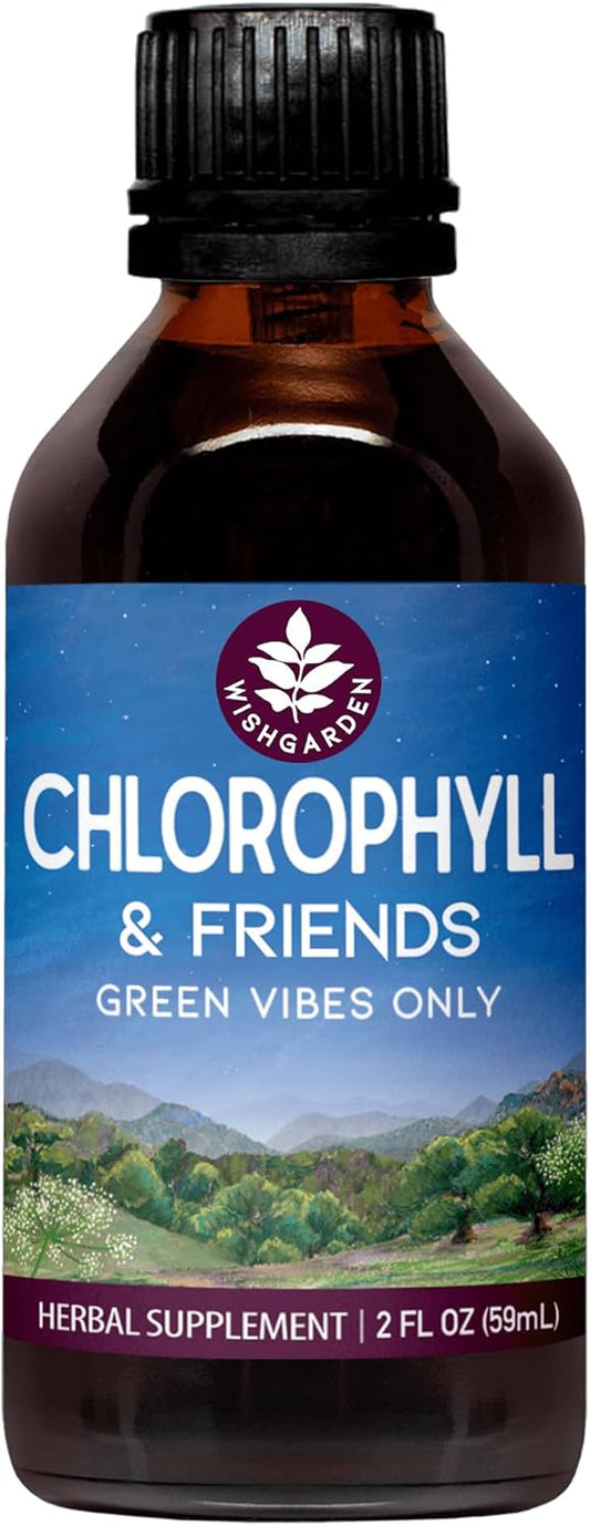 WishGarden Herbs Chlorophyll Liquid Drops with Nettle, Basil, Moringa, & Peppermint for Energy, Immune Support, Stress Relief