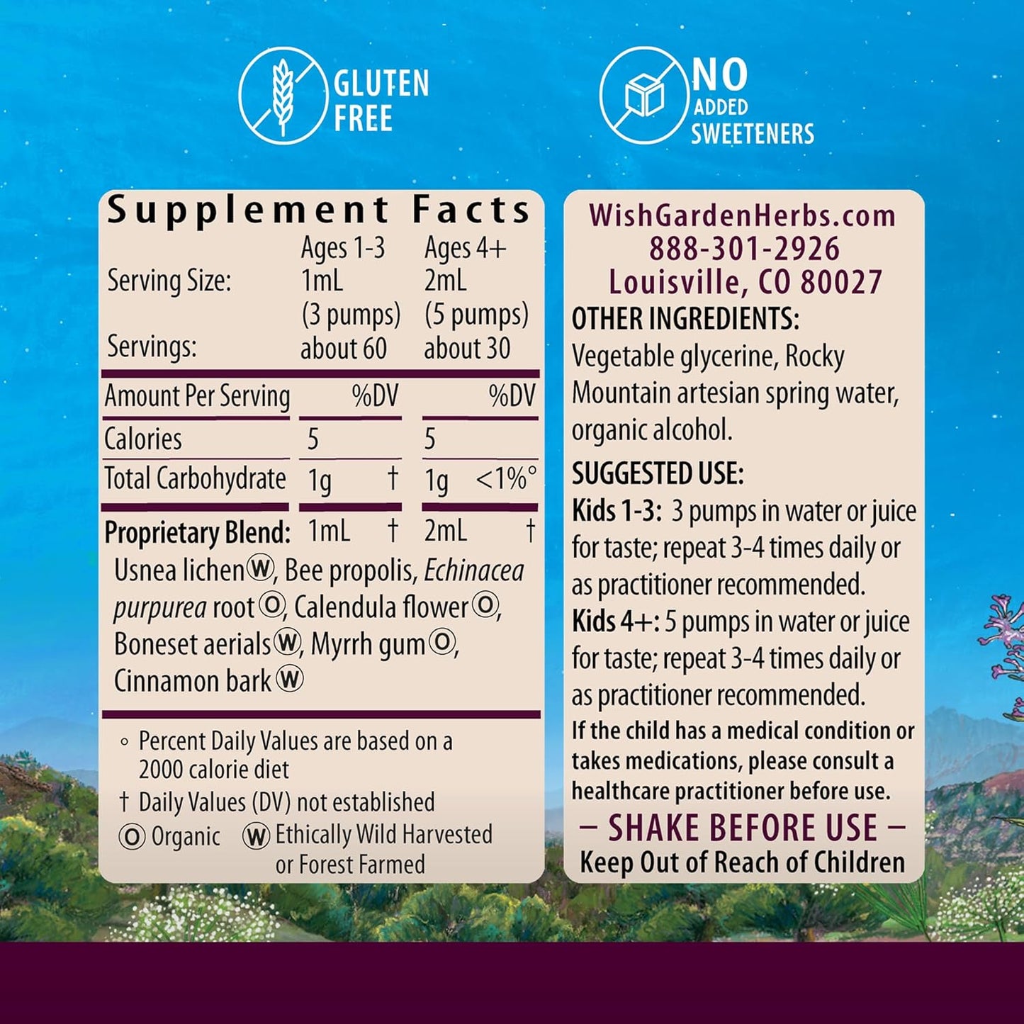 WishGarden Herbs Kick-It Biotic Immune Hero for Kids - Herbal Formula with Usnea Lichen & Echinacea, 2oz