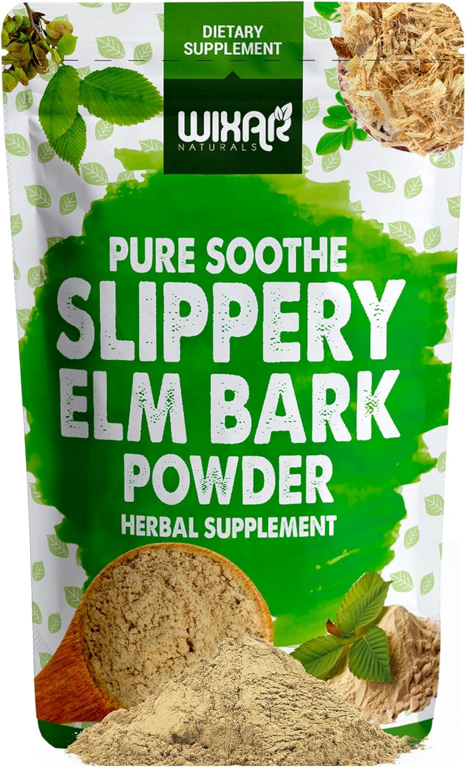 WIXAR NATURALS Slippery Elm Bark Powder - Herbal Supplement for Digestive Health, Sore Throat, Acid Reflux - 5oz Gluten-Free & Vegan-Friendly Powder