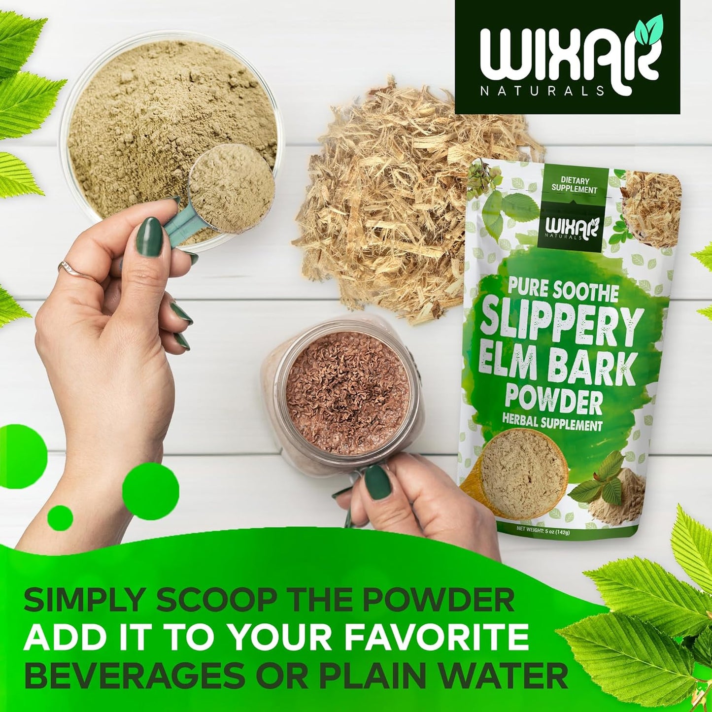 WIXAR NATURALS Slippery Elm Bark Powder - Herbal Supplement for Digestive Health, Sore Throat, Acid Reflux - 5oz Gluten-Free & Vegan-Friendly Powder