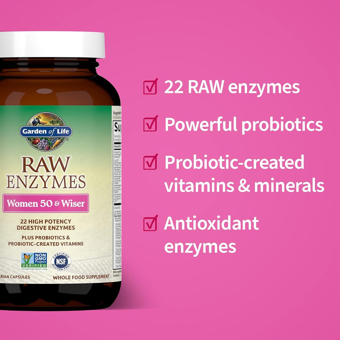 Women's 50+ Digestive Enzymes with Probiotics & Vitamins - 90 Capsules