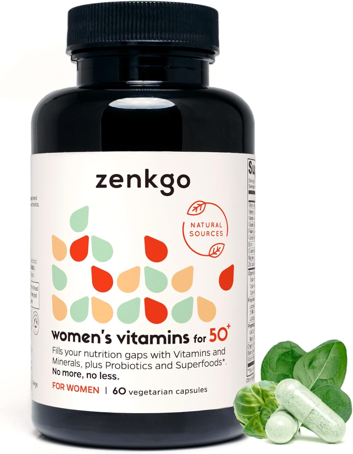 Women's 50+ Multivitamin with PMS Relief, Skin, Hair, Nails, Joint & Bone Support, Heart & Eye Health - Includes Turmeric, Coq10, Ginkgo, Lutein, Black Cohosh, Vitamins B6, B12, D3, K2 - 60 Count