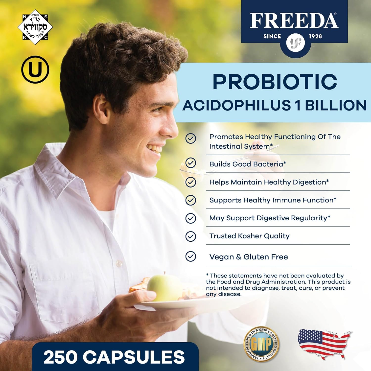 Women's and Men's Acidophilus Probiotic 1 Billion CFU - Lactobacillus Probiotics for Digestive Health - Gut Health Supplement (100 Capsules)