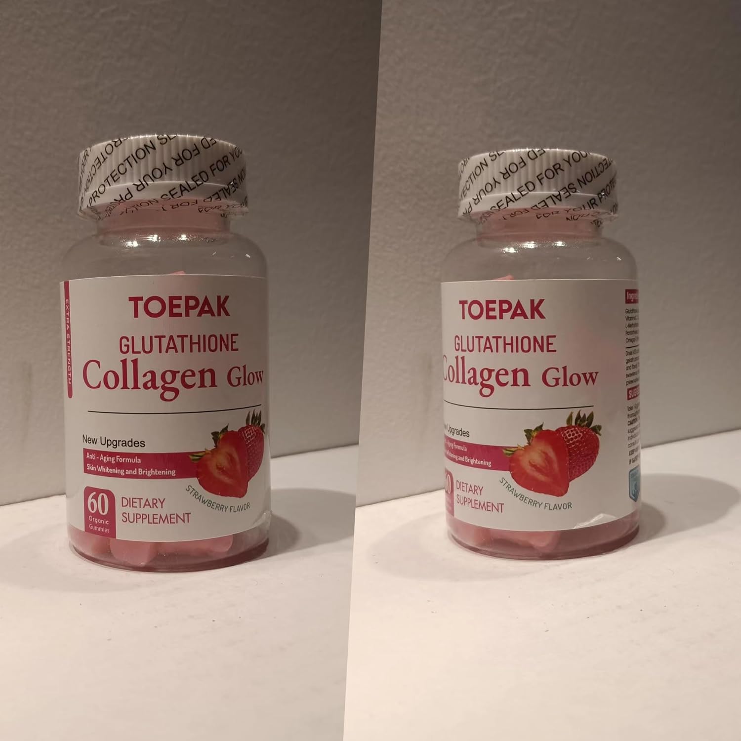 Women's Anti-Aging Collagen Gummies with Glutathione & Biotin for Skin & Hair Health - 180 Strawberry Gummies