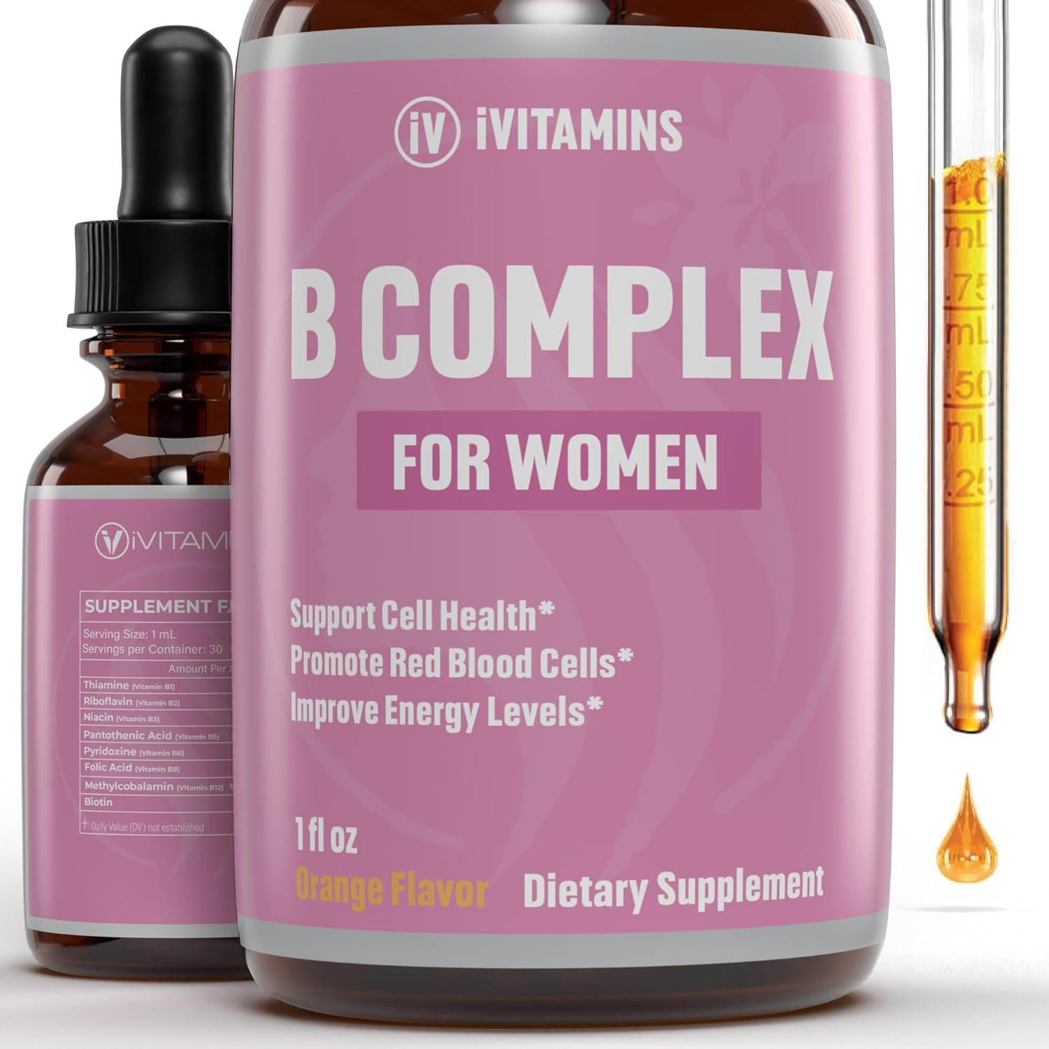 Women's B Complex Vitamins Liquid Supplement | Boosts Brain Function, Energy, Digestion & More | B12 Complex | 1 fl oz