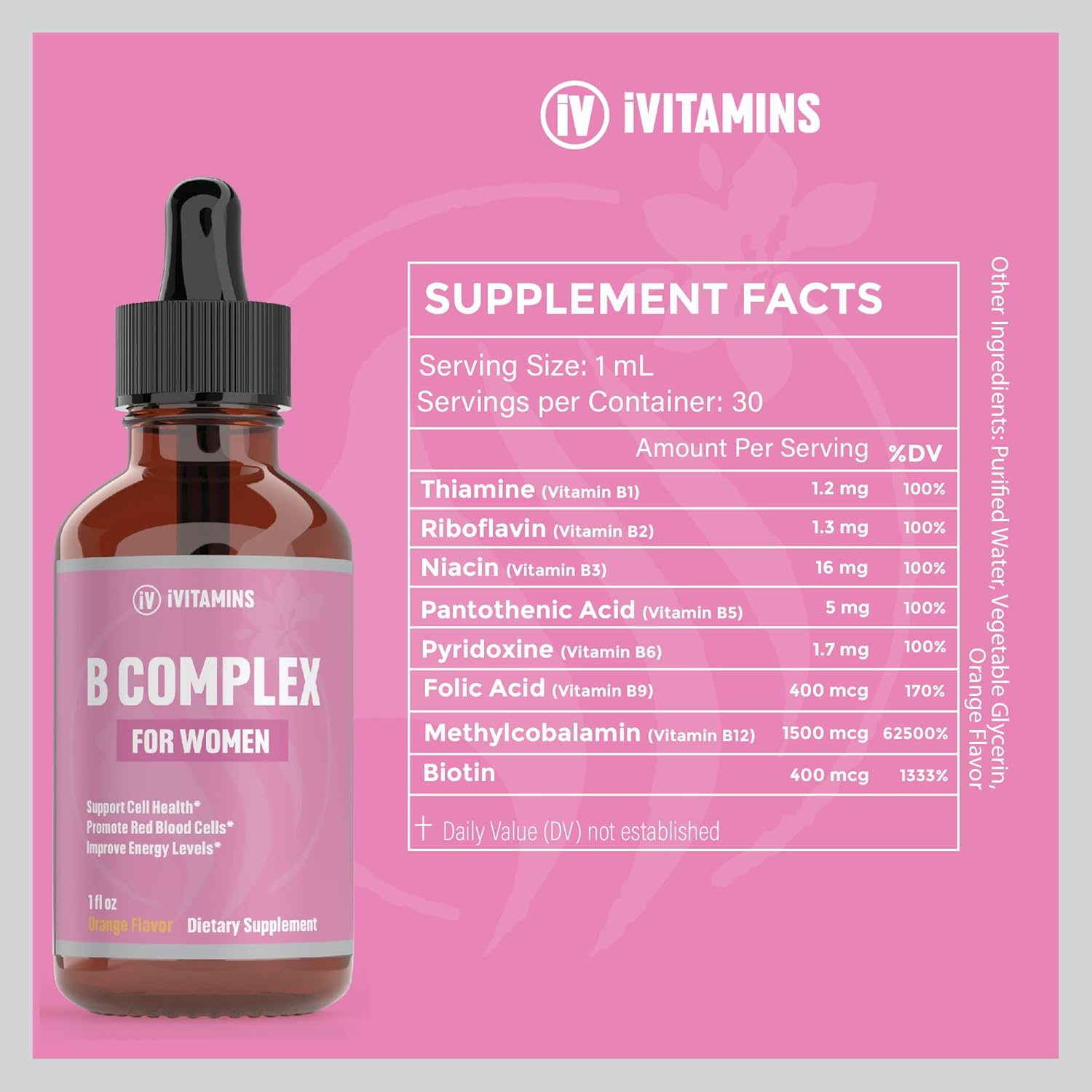 Women's B Complex Vitamins Liquid Supplement | Boosts Brain Function, Energy, Digestion & More | B12 Complex | 1 fl oz