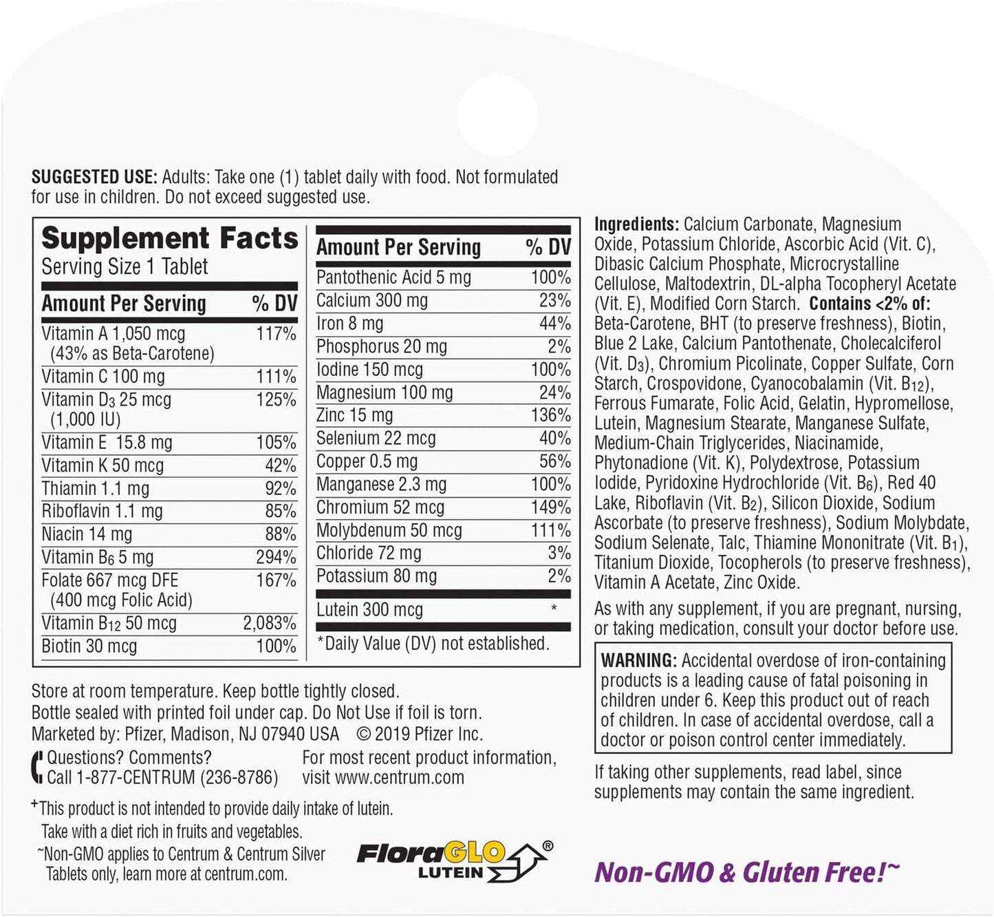 Women's Centrum Silver Multivitamin - 250 Tablets for Daily Nutrition