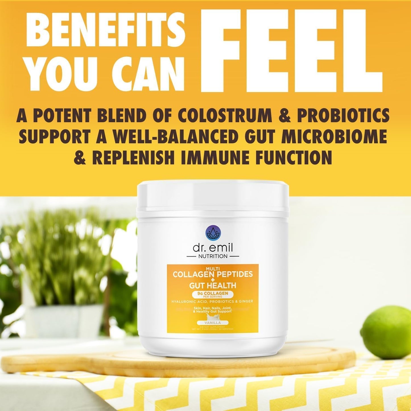 Women's Collagen Peptides Powder with Gut Health Support - Hair, Skin, Nails Supplement with Colostrum & Probiotics - Immunity Boosting Collagen Powder