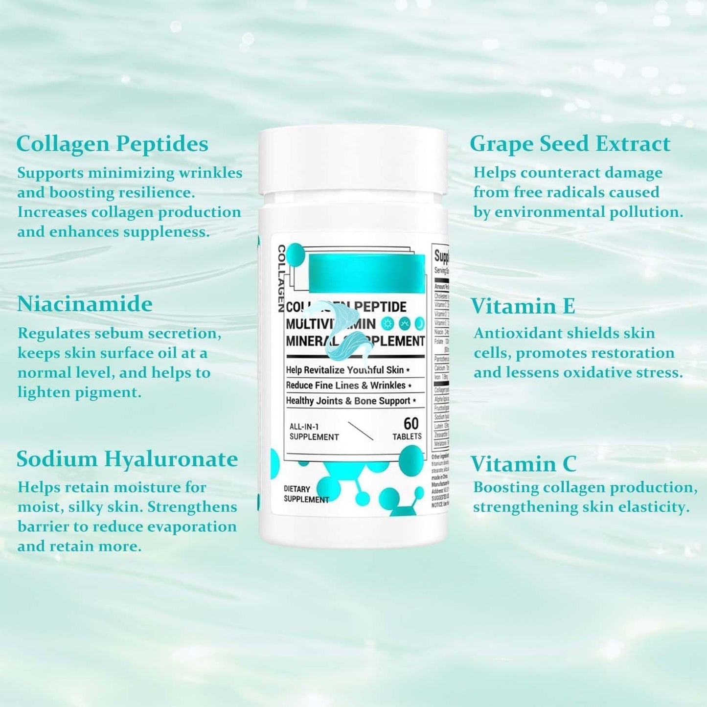 Women's Collagen Supplement for Hair, Skin, Nails, and Joints - 60 Tablets