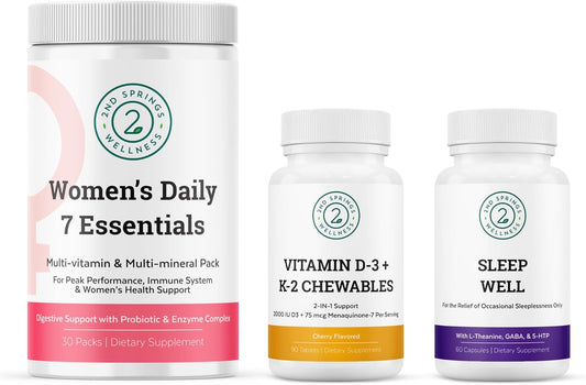 Women's Daily Essentials Bundle: Vitamin D3 + K2 Chewables & Sleep Well - 2nd Springs
