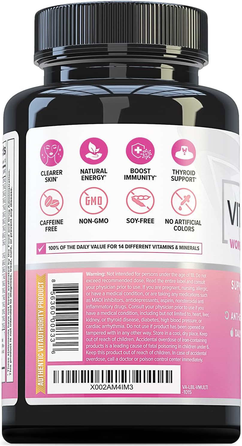 Women's Daily Multi-Vitamin with DIM, Iodine, Ashwagandha for Youthful Complexion - 30 Day Supply