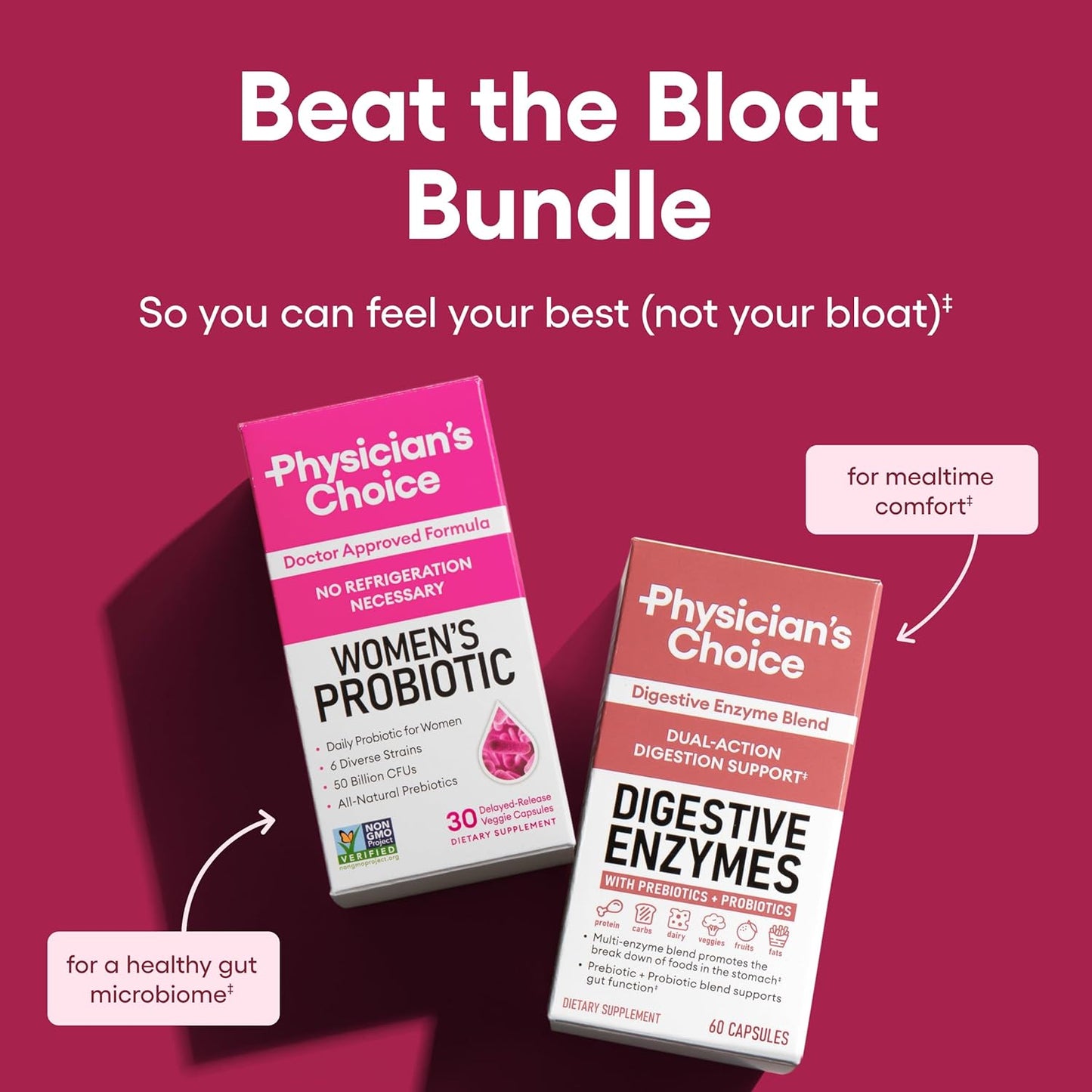 Women's Digestive Health Bundle: Probiotics + Digestive Enzymes by Physician's CHOICE