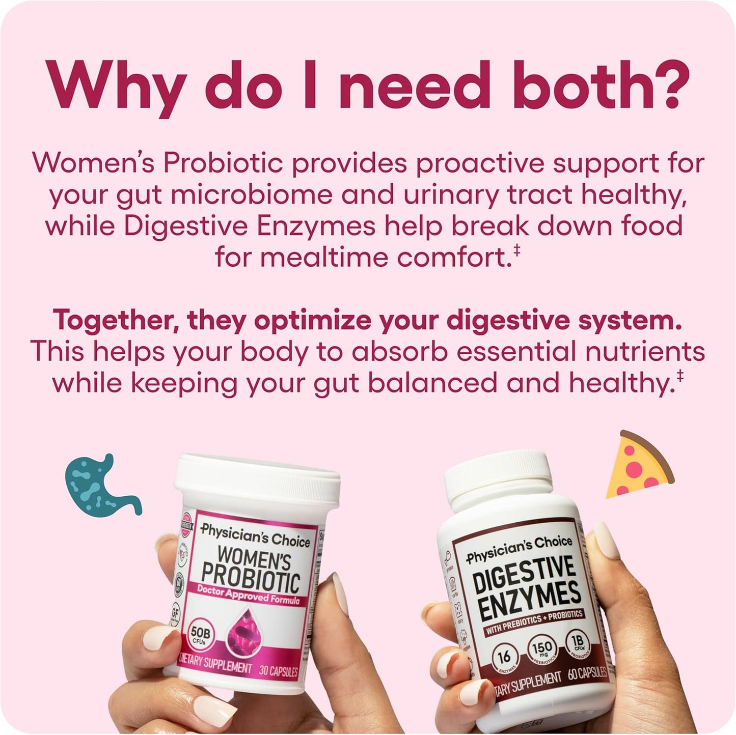 Women's Digestive Health Bundle: Probiotics + Digestive Enzymes by Physician's CHOICE