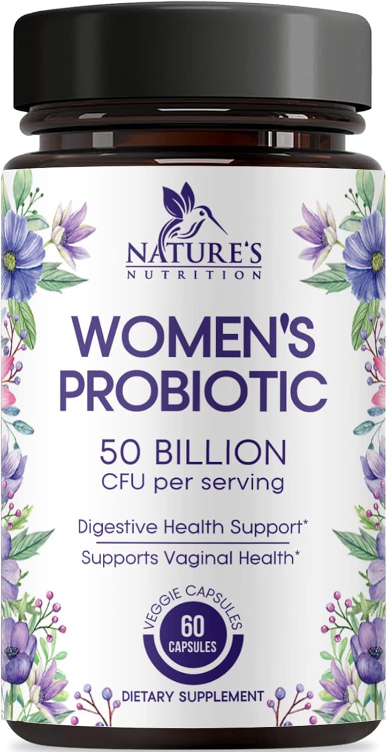 Women's Digestive Health Probiotic Supplement - 50 Billion CFU for Vaginal pH, Gut & Immune Support - 60 Capsules