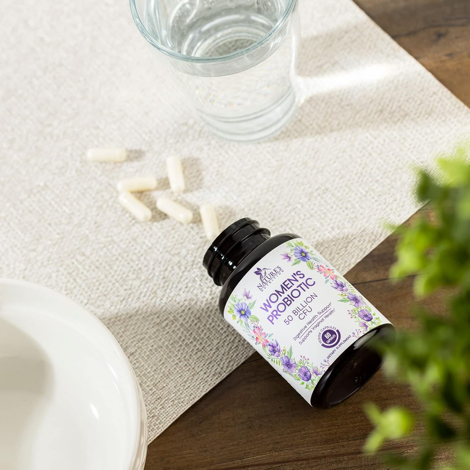 Women's Digestive Health Probiotic Supplement - 50 Billion CFU for Vaginal pH, Gut & Immune Support - 60 Capsules