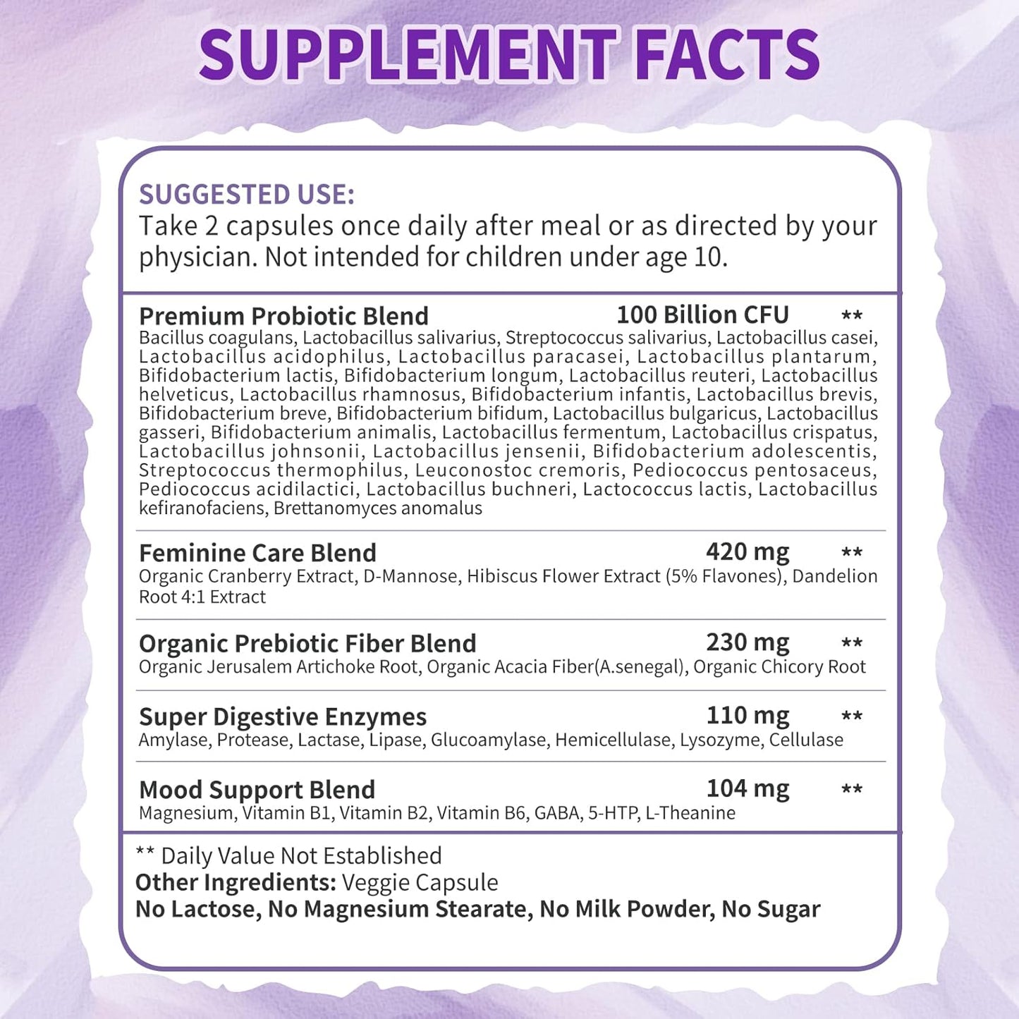 Women's Digestive Health Probiotics with Glucosamine Chondroitin MSM - 100 Billion CFU + 1500mg Glucosamine - Daily Support