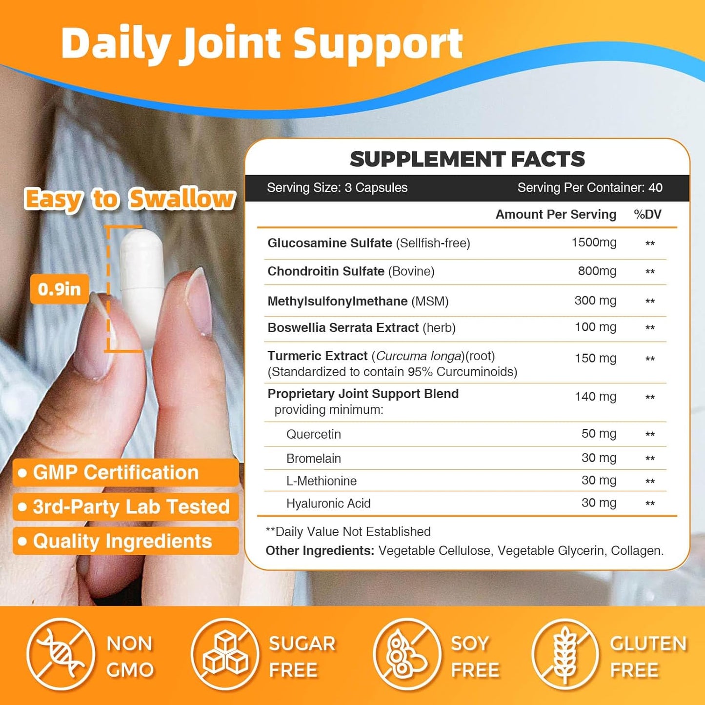 Women's Digestive Health Probiotics with Glucosamine Chondroitin MSM - 100 Billion CFU + 1500mg Glucosamine - Daily Support