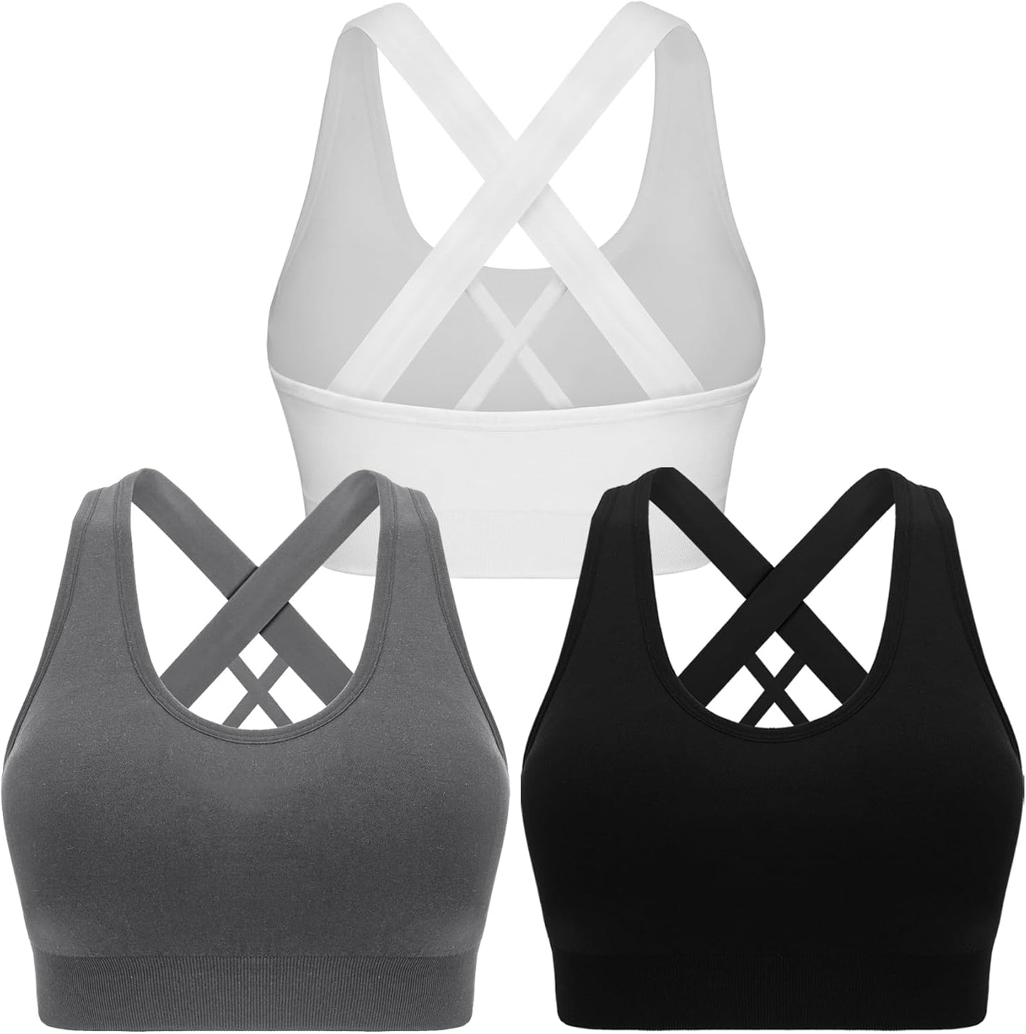 Women's Double Couple Padded High Impact Sports Bras with Seamless Criss Cross Back - Ideal for Workouts and Gym Activities