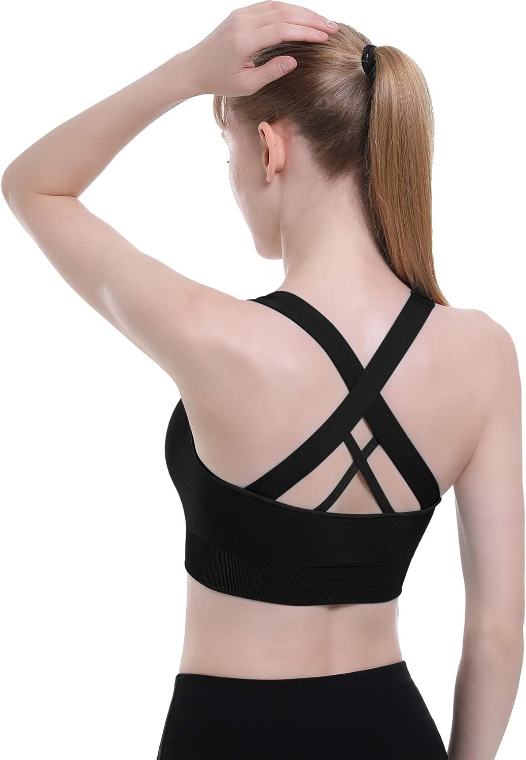 Women's Double Couple Padded High Impact Sports Bras with Seamless Criss Cross Back - Ideal for Workouts and Gym Activities