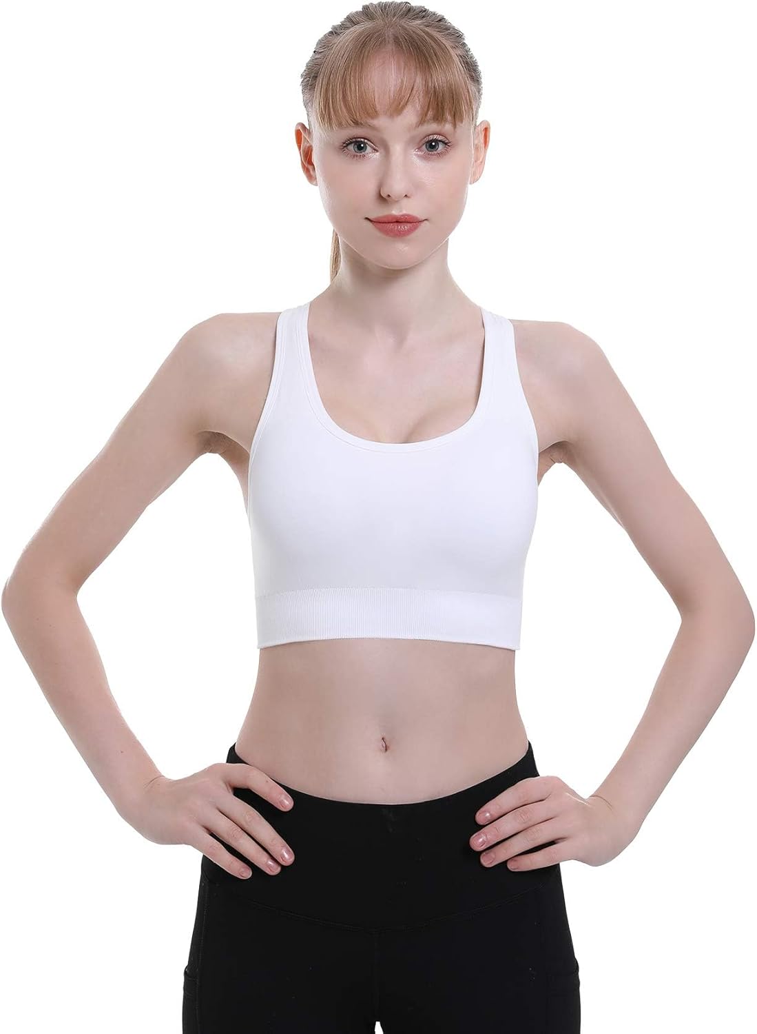 Women's Double Couple Padded High Impact Sports Bras with Seamless Criss Cross Back - Ideal for Workouts and Gym Activities