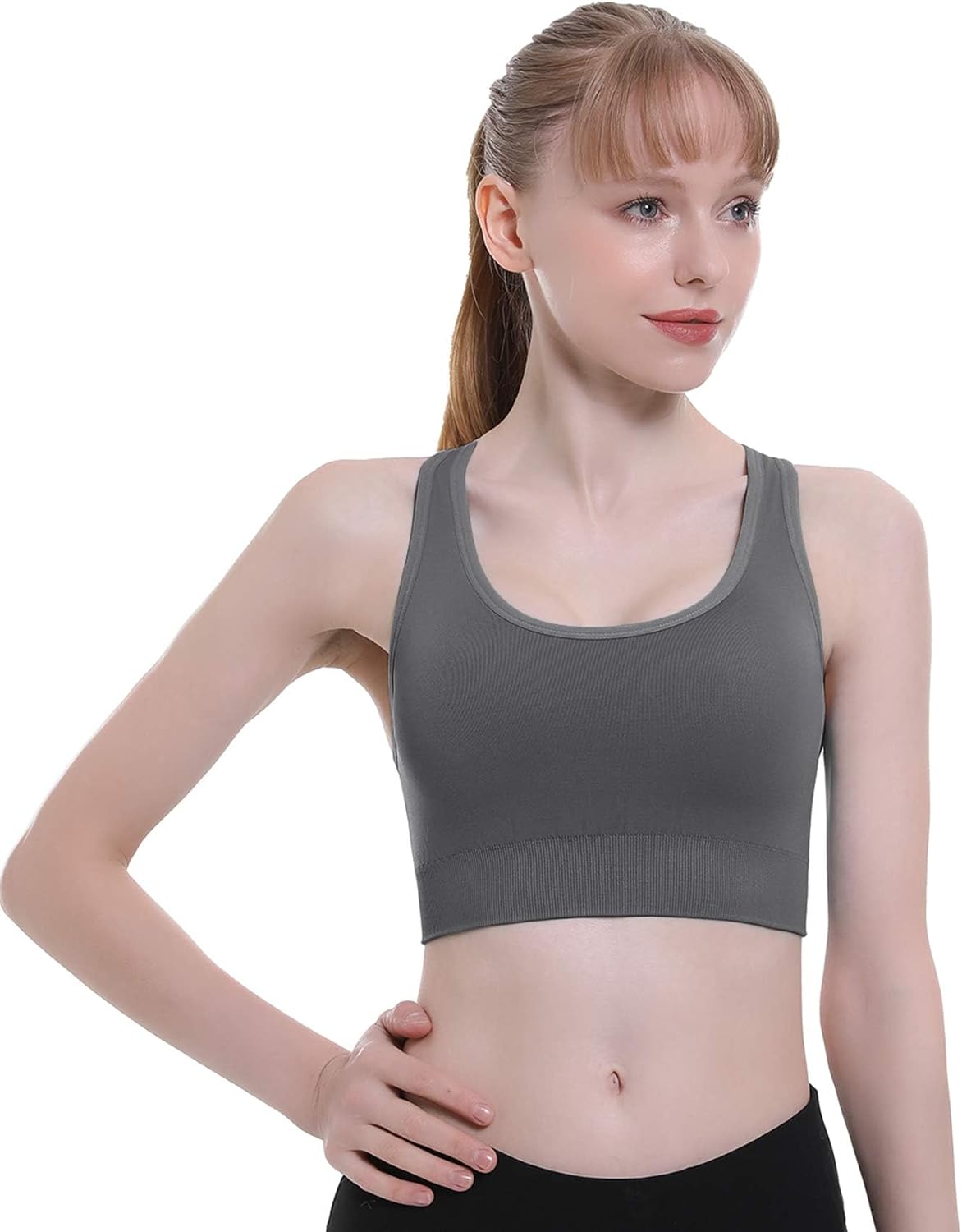 Women's Double Couple Padded High Impact Sports Bras with Seamless Criss Cross Back - Ideal for Workouts and Gym Activities
