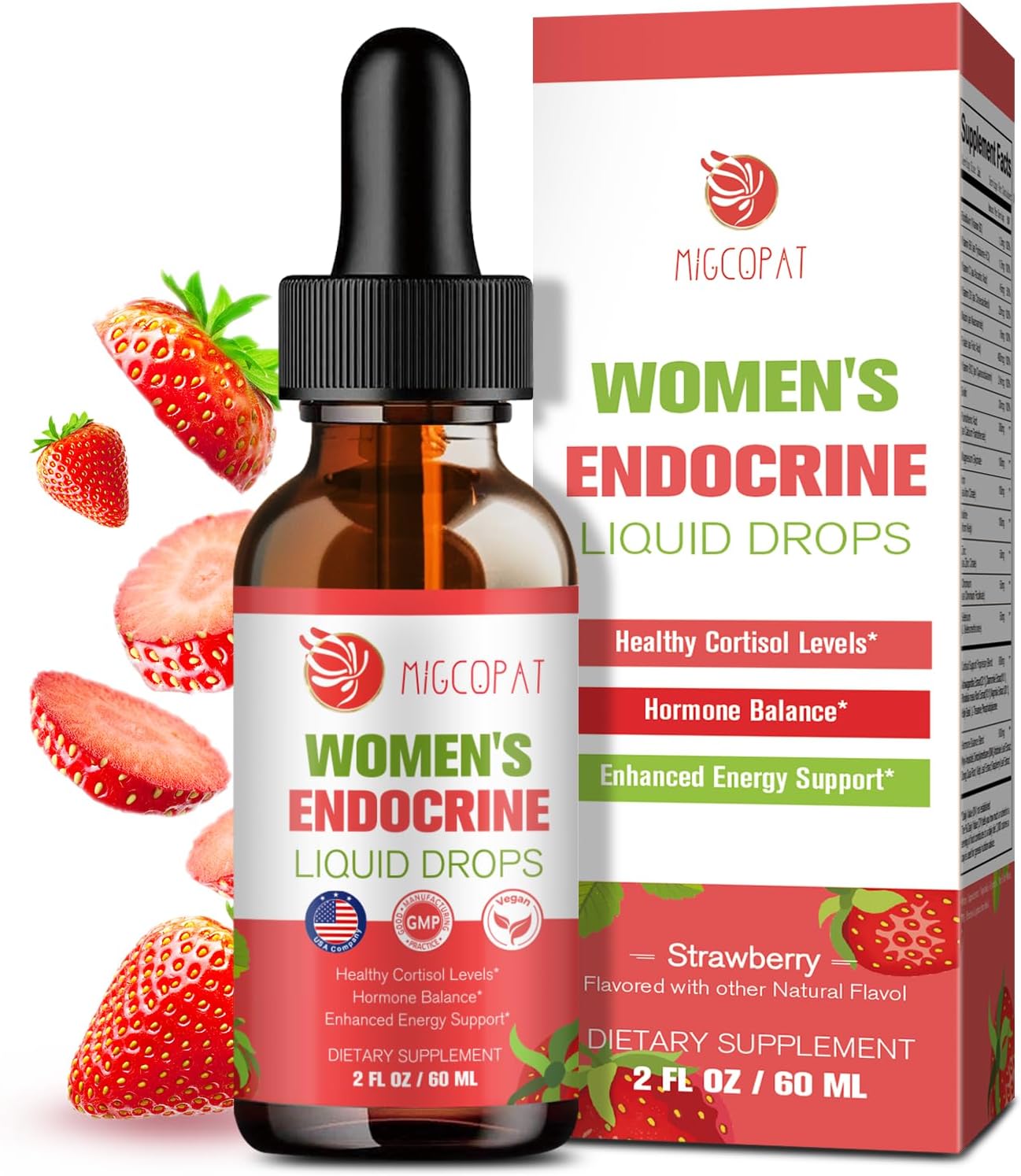 Women's Endocrine Support Liquid Drops - Supports Healthy Cortisol, Hormonal Balance, Gut Health, Mood, and Sleep - Multivitamin with Inositols, Rhodiola, DIM - Migcopat - BoostGo Australia