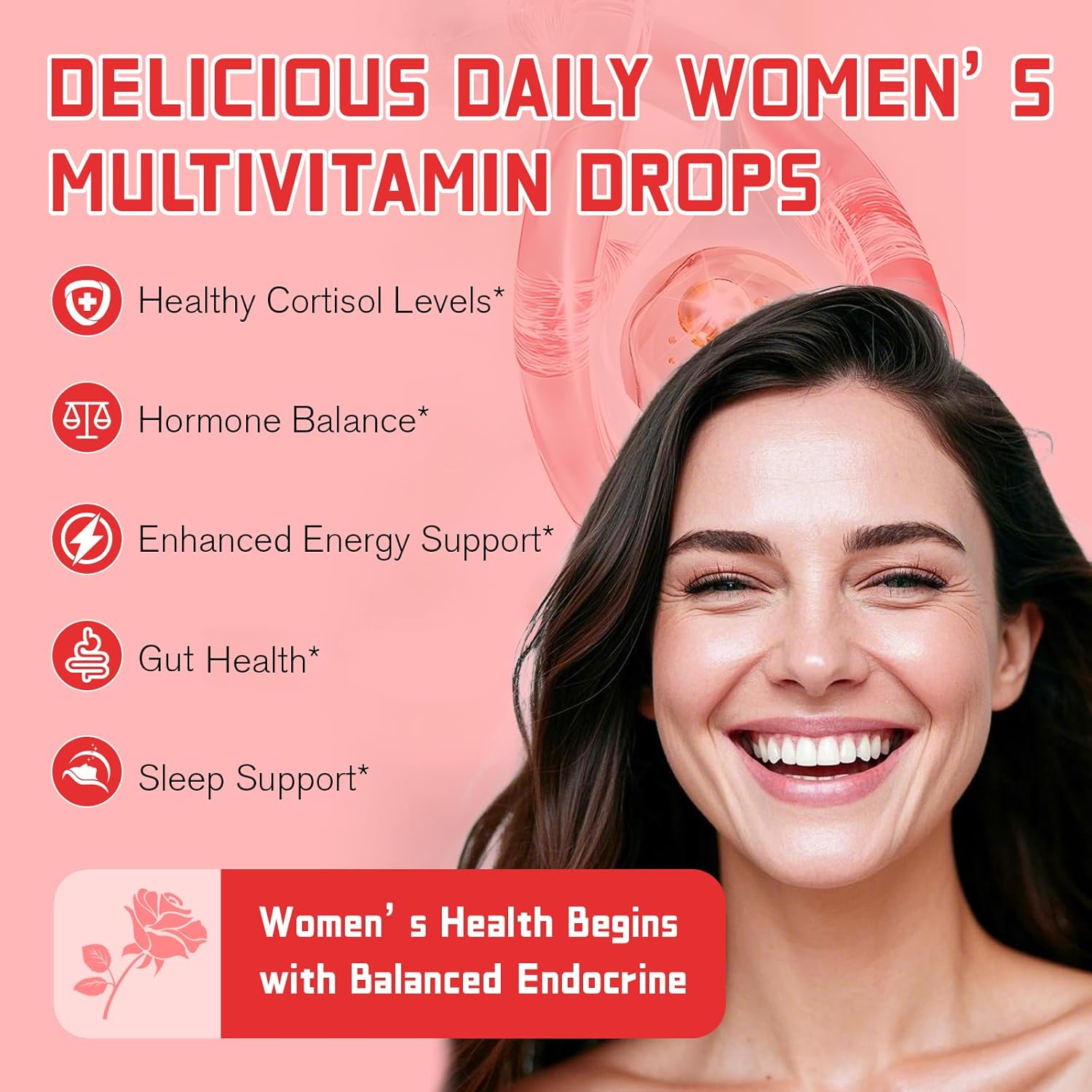 Women's Endocrine Support Liquid Drops - Supports Healthy Cortisol, Hormonal Balance, Gut Health, Mood, and Sleep - Multivitamin with Inositols, Rhodiola, DIM - Migcopat - BoostGo Australia