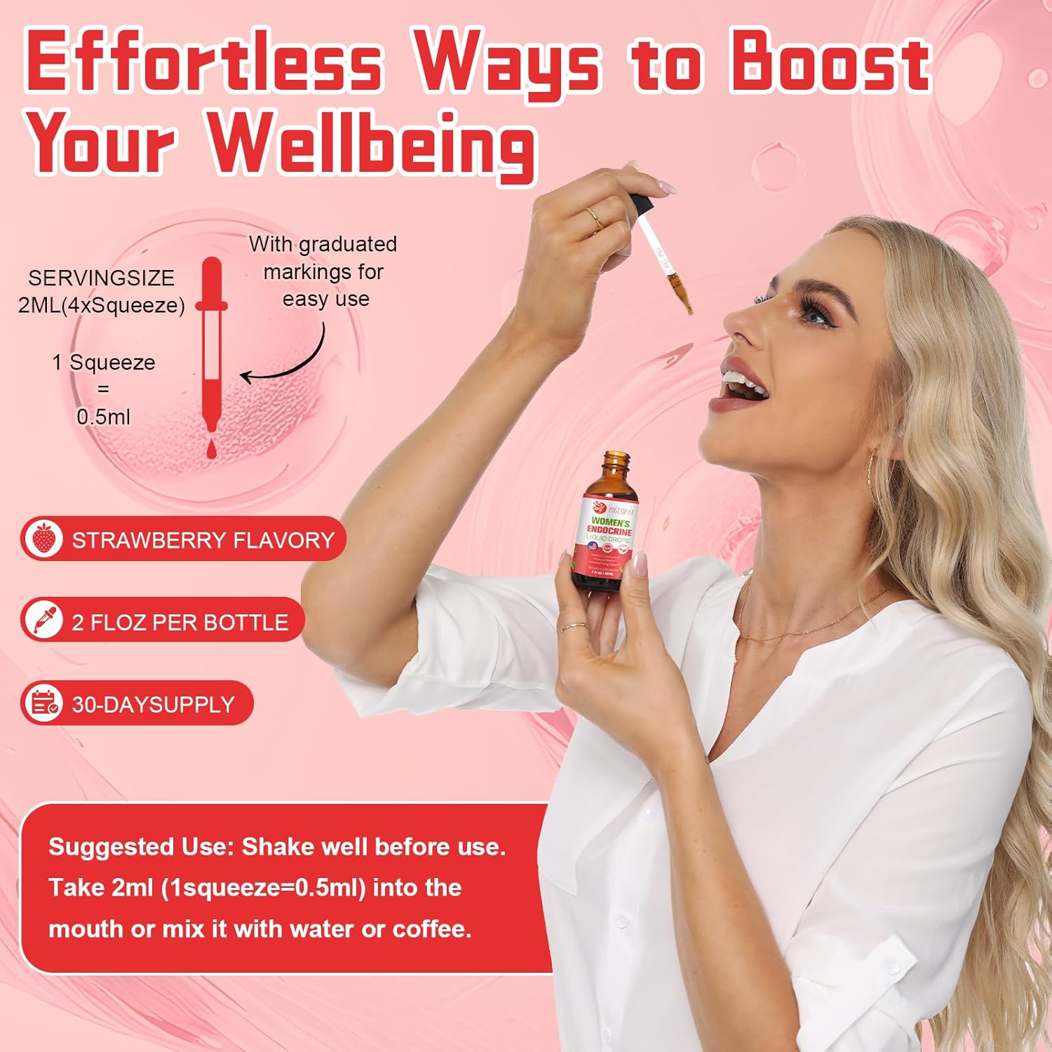 Women's Endocrine Support Liquid Drops - Supports Healthy Cortisol, Hormonal Balance, Gut Health, Mood, and Sleep - Multivitamin with Inositols, Rhodiola, DIM - Migcopat - BoostGo Australia