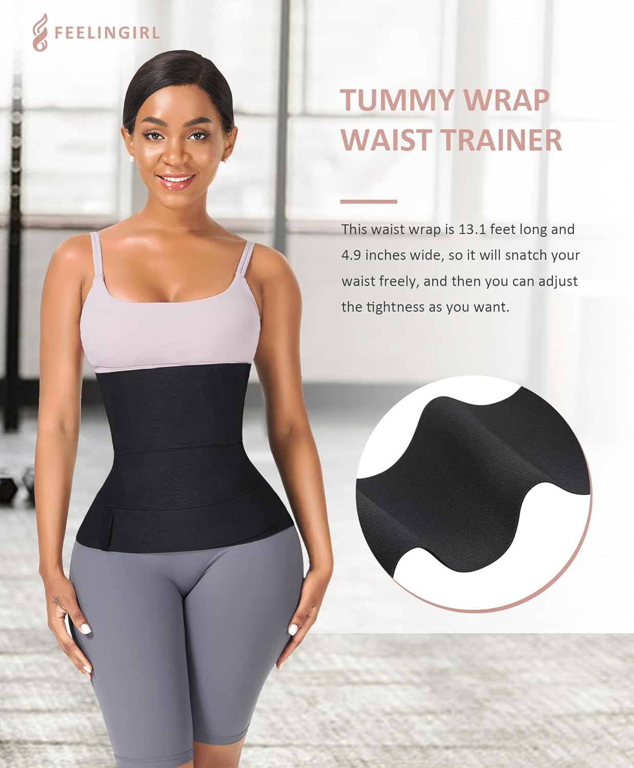 Women's FeelinGirl Long Torso Waist Trainer Bandage Wrap Trimmer Belt - Tummy & Belly Body Shaper