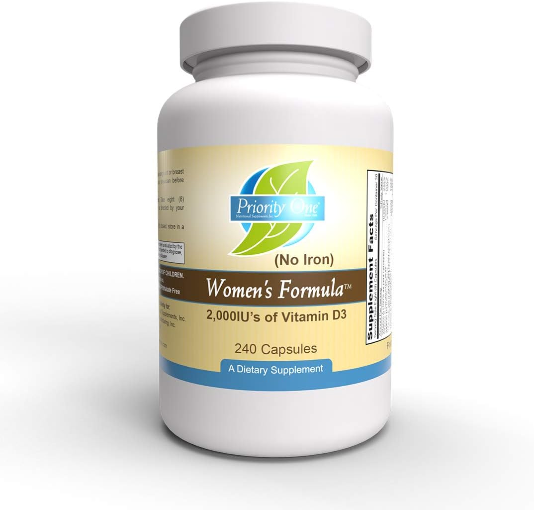 Women's Formula Multivitamin & Mineral Supplement - Priority One Vitamins, 240 Capsules, Promotes Healthy Reproductive System, No Iron.