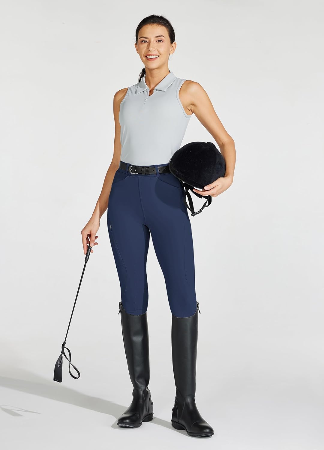 Women's Full Seat Silicone Breeches for Equestrian Riding with Zipped Pocket