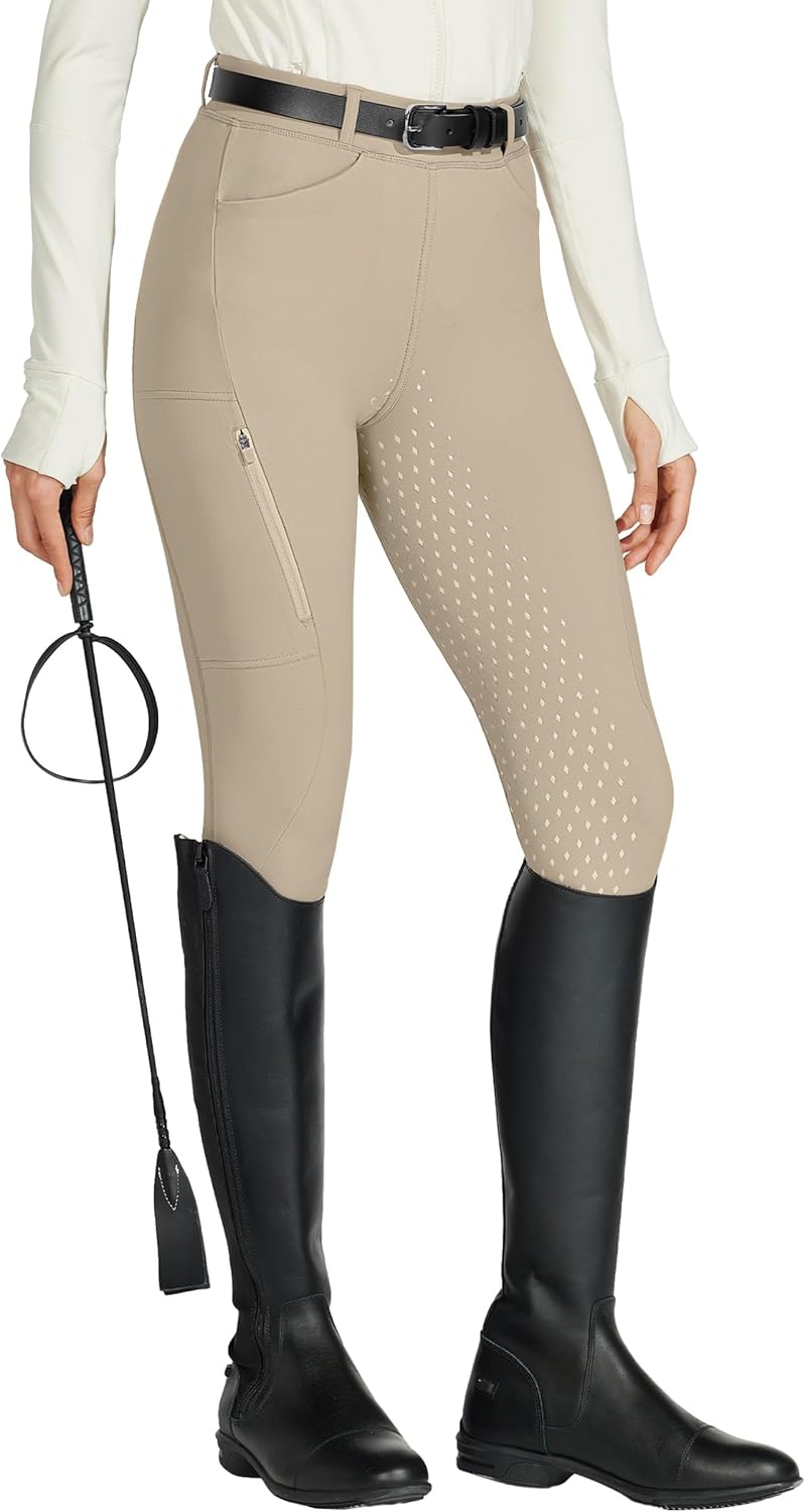 Women's Full Seat Silicone Breeches with Zipped Pocket for Horseback Riding