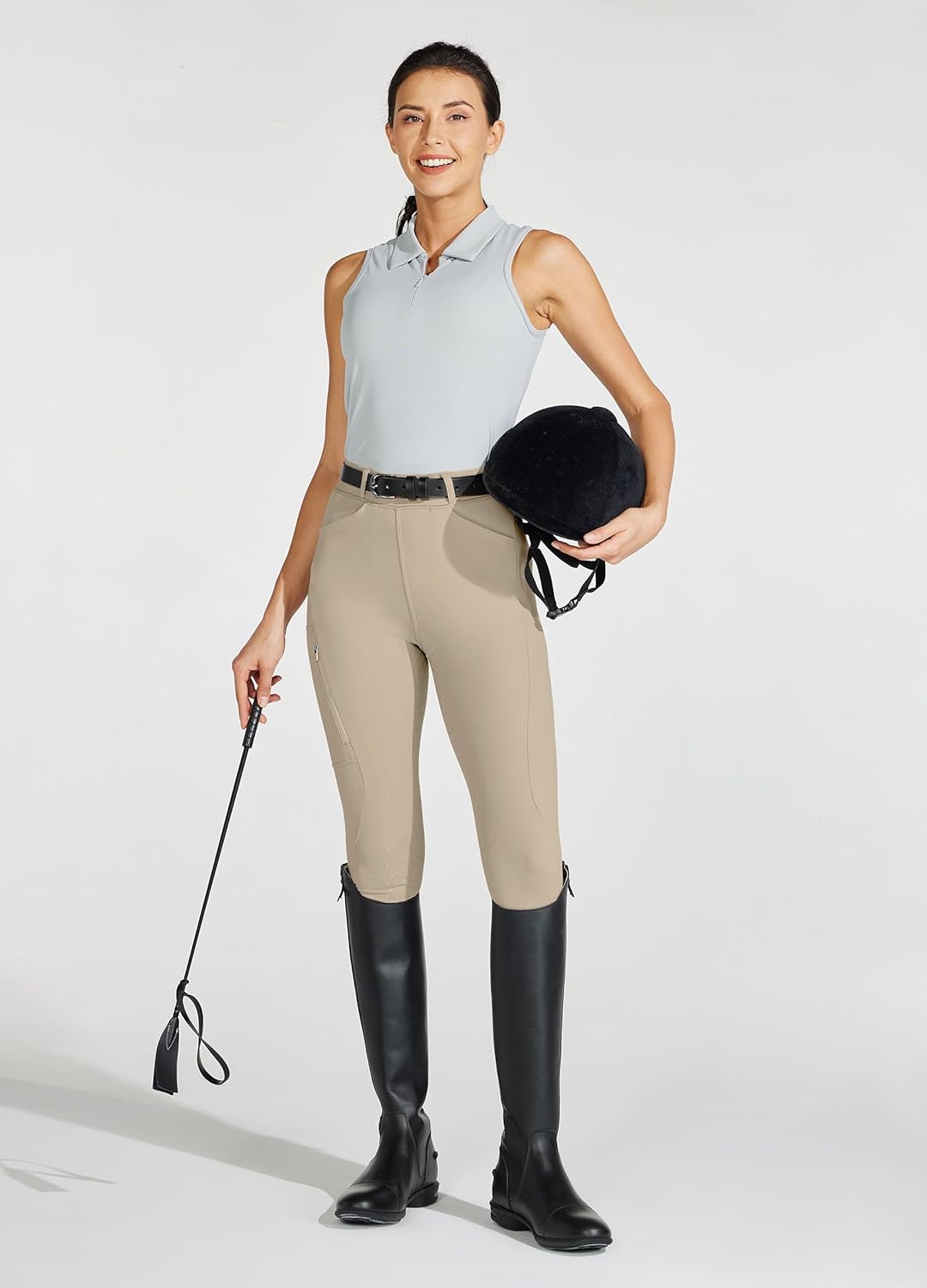 Women's Full Seat Silicone Breeches with Zipped Pocket for Horseback Riding