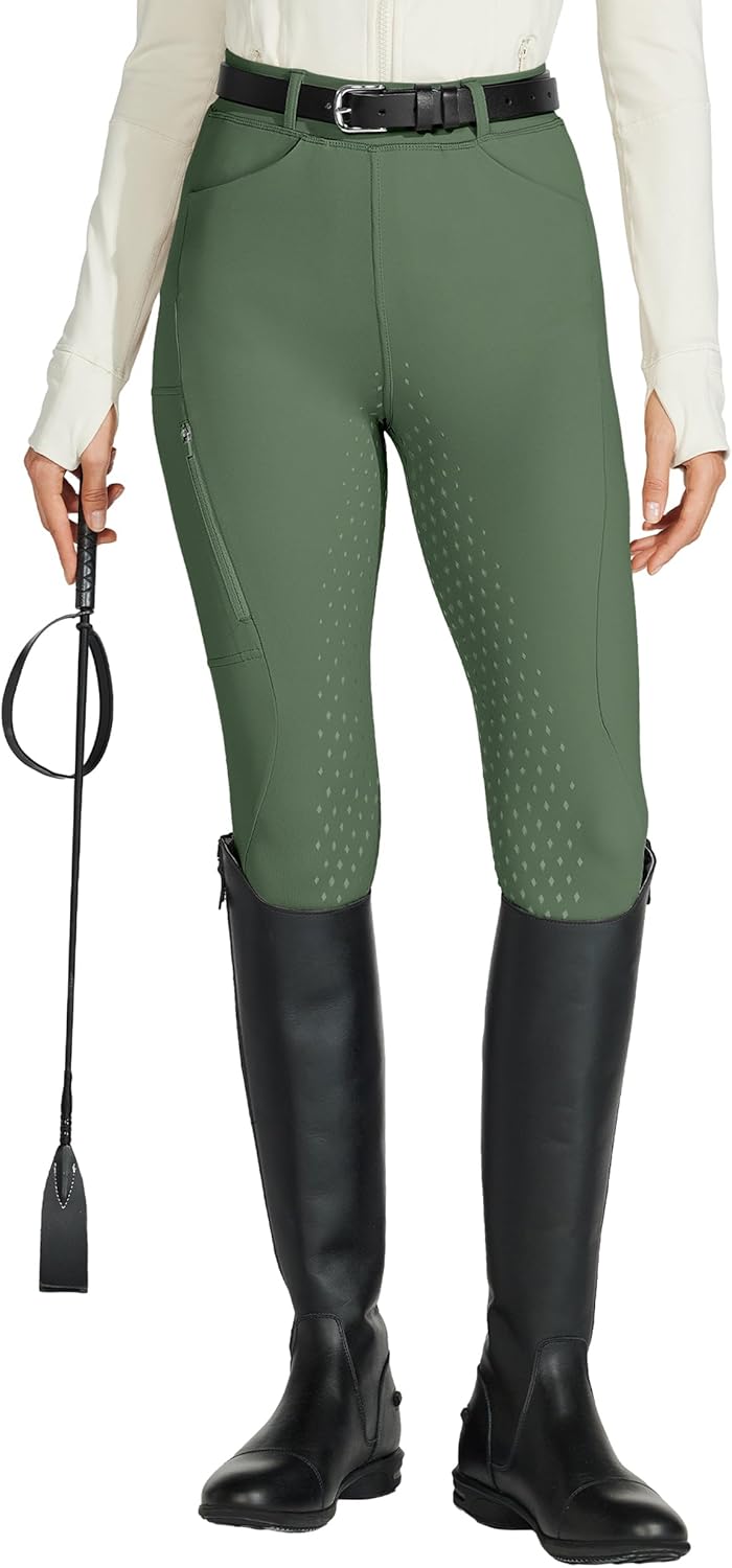Women's Full Seat Silicone Riding Pants with Zipped Pocket for Equestrian Horseback Riding