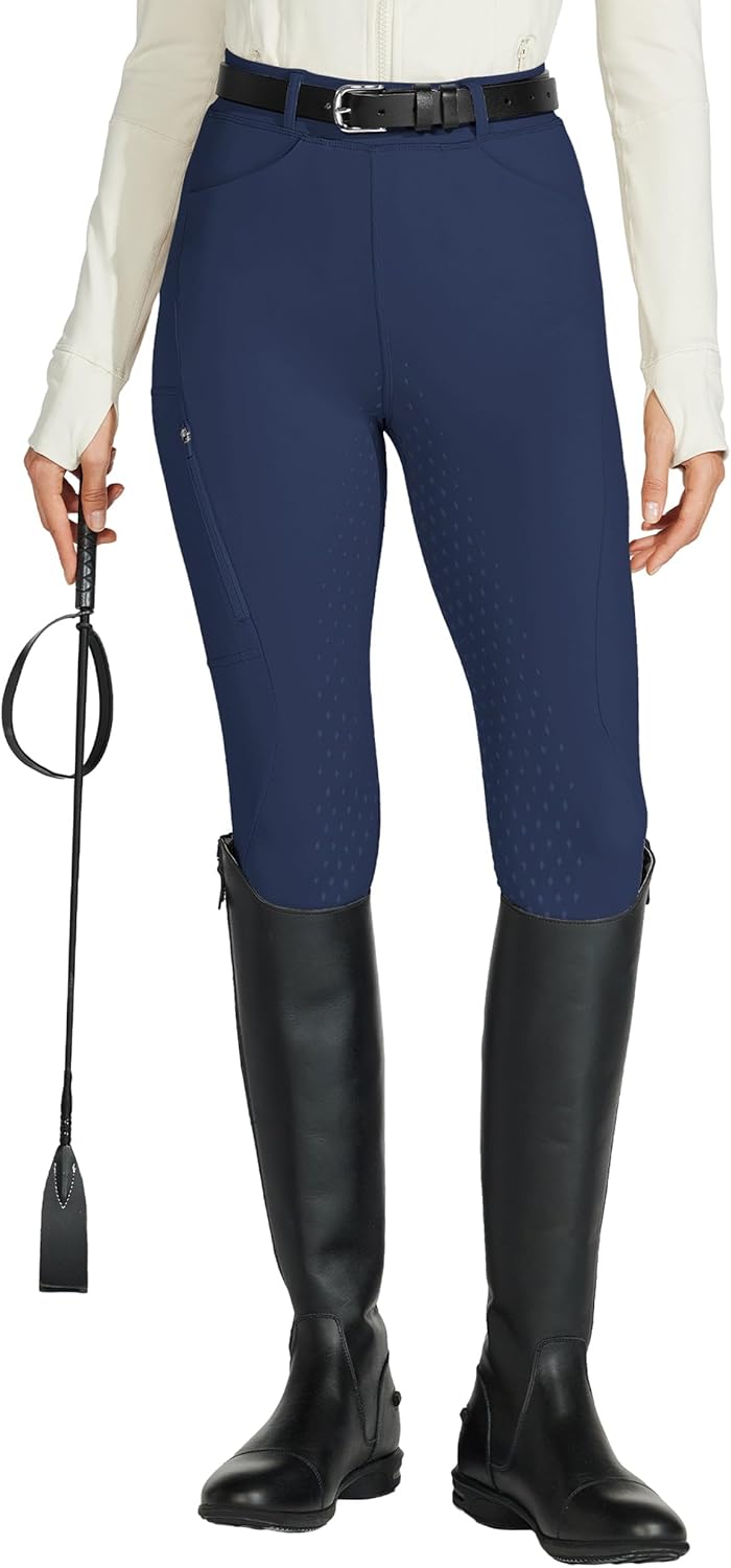 Women's Full Seat Silicone Riding Pants with Zipped Pocket for Equestrian Horseback Riding