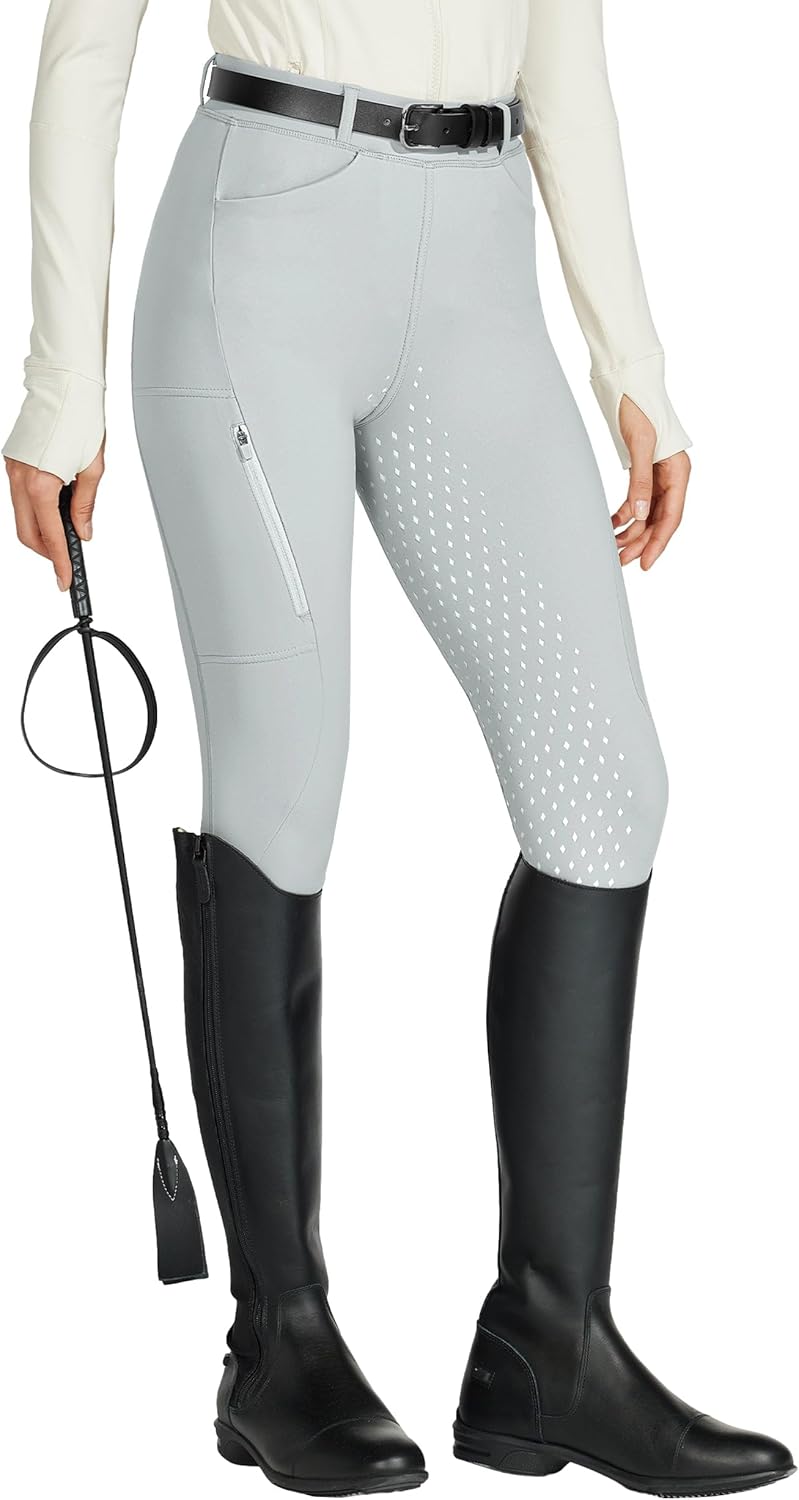 Women's Full Seat Silicone Riding Pants with Zipped Pocket for Equestrian Horseback Riding