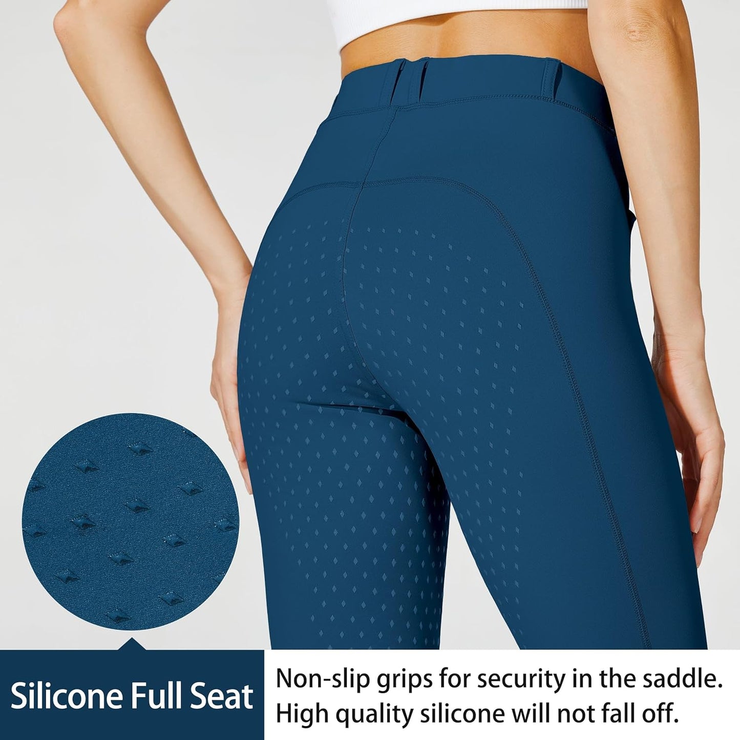 Women's Full Seat Silicone Riding Pants with Zipped Pocket for Equestrian Horseback Riding
