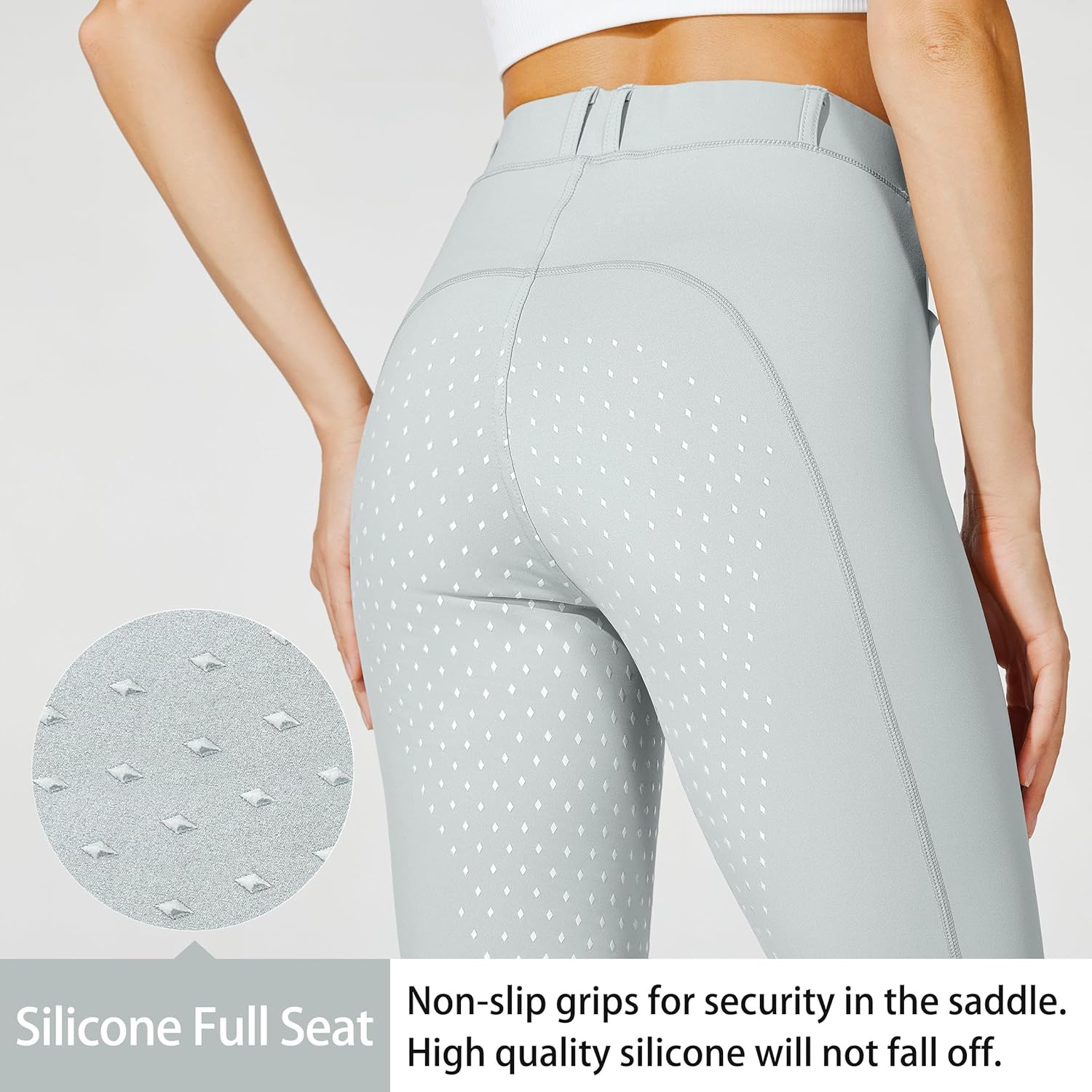 Women's Full Seat Silicone Riding Pants with Zipped Pocket for Equestrian Horseback Riding