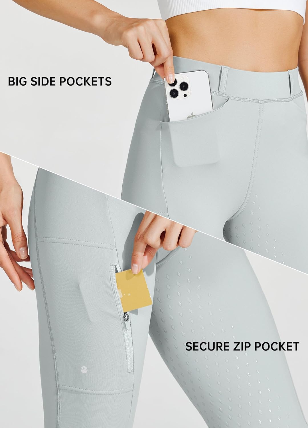Women's Full Seat Silicone Riding Pants with Zipped Pocket for Equestrian Horseback Riding