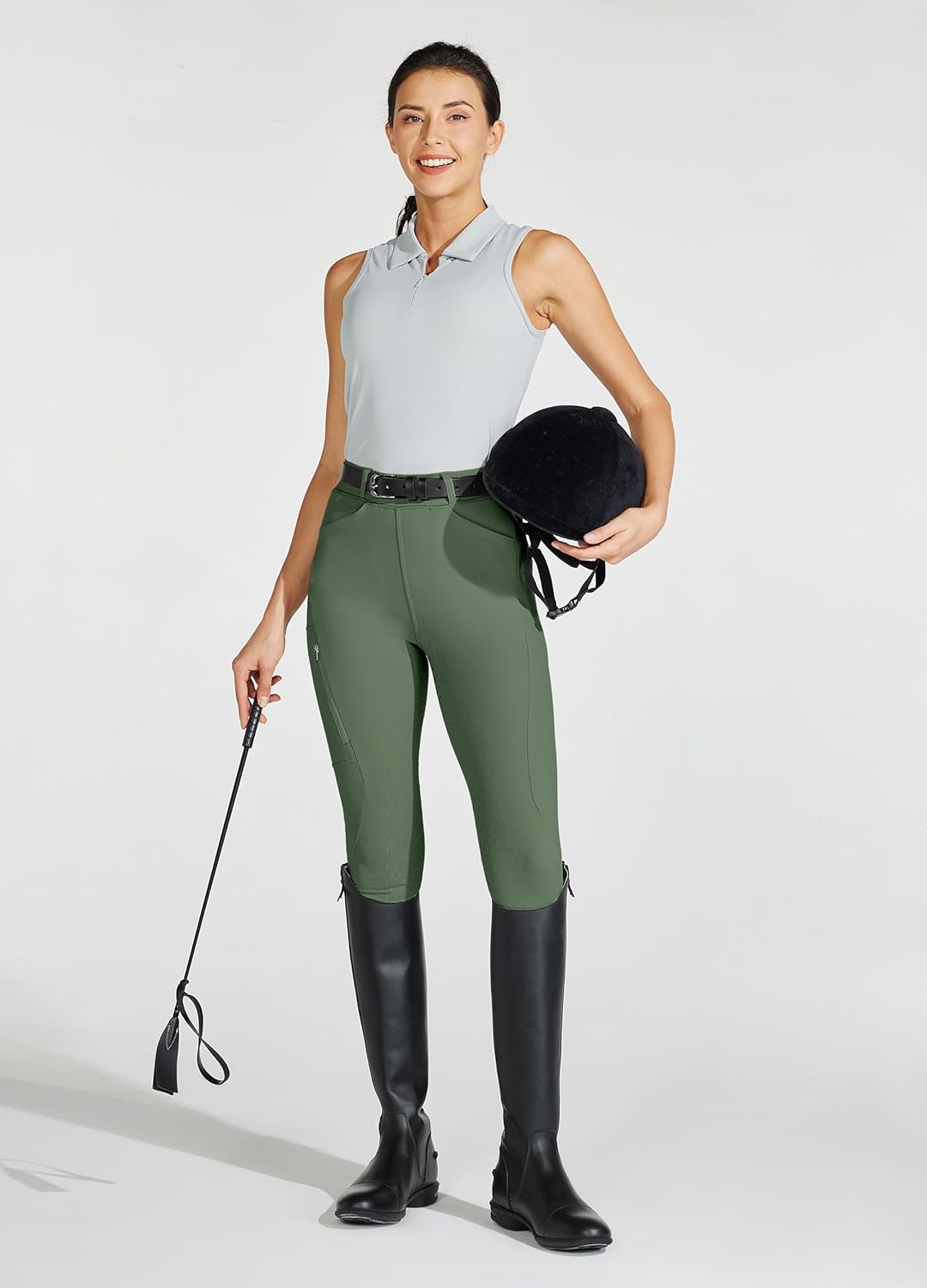 Women's Full Seat Silicone Riding Pants with Zipped Pocket for Equestrian Horseback Riding