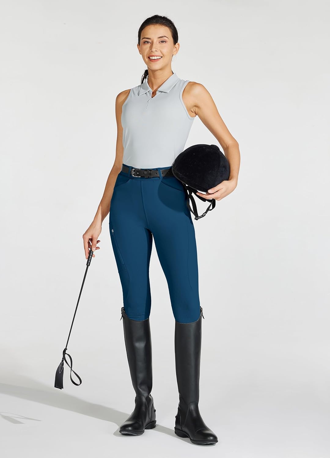 Women's Full Seat Silicone Riding Pants with Zipped Pocket for Equestrian Horseback Riding