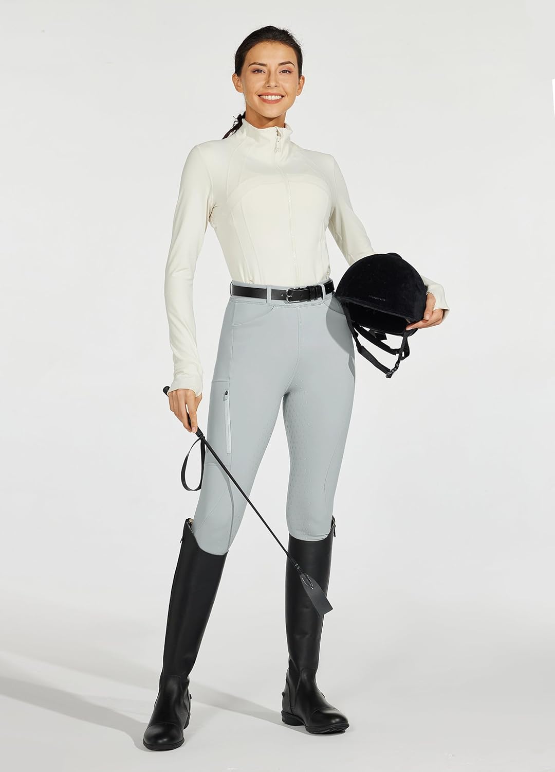 Women's Full Seat Silicone Riding Pants with Zipped Pocket for Equestrian Horseback Riding