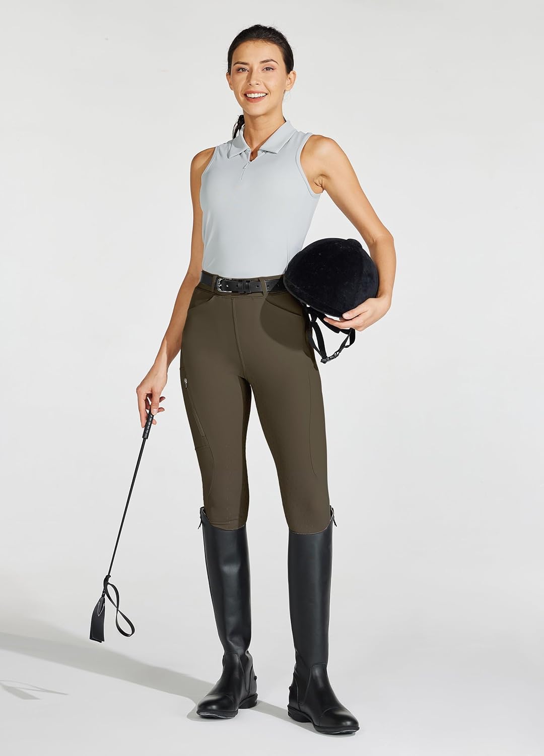 Women's Full Seat Silicone Riding Pants with Zippered Pocket - Equestrian Breeches for Horseback Riding