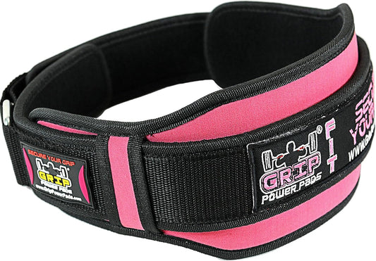 Women's Grip Power Pads Weightlifting PRO Belt - 5" Wide Back Support for Olympic Lifting, Bodybuilding, and Squats