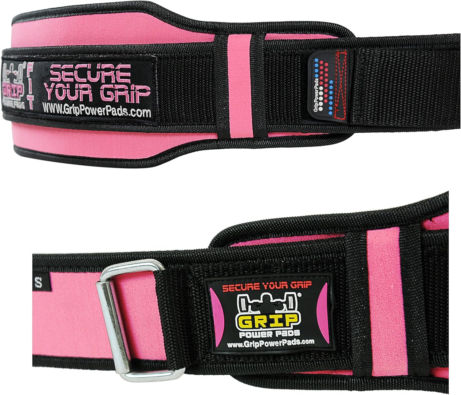 Women's Grip Power Pads Weightlifting PRO Belt - 5" Wide Back Support for Olympic Lifting, Bodybuilding, and Squats