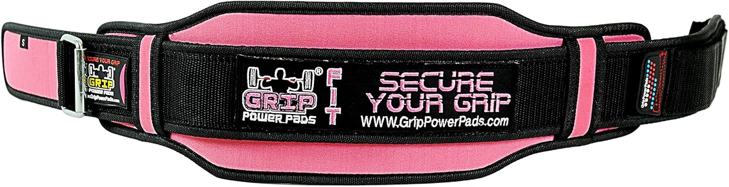 Women's Grip Power Pads Weightlifting PRO Belt - 5" Wide Back Support for Olympic Lifting, Bodybuilding, and Squats